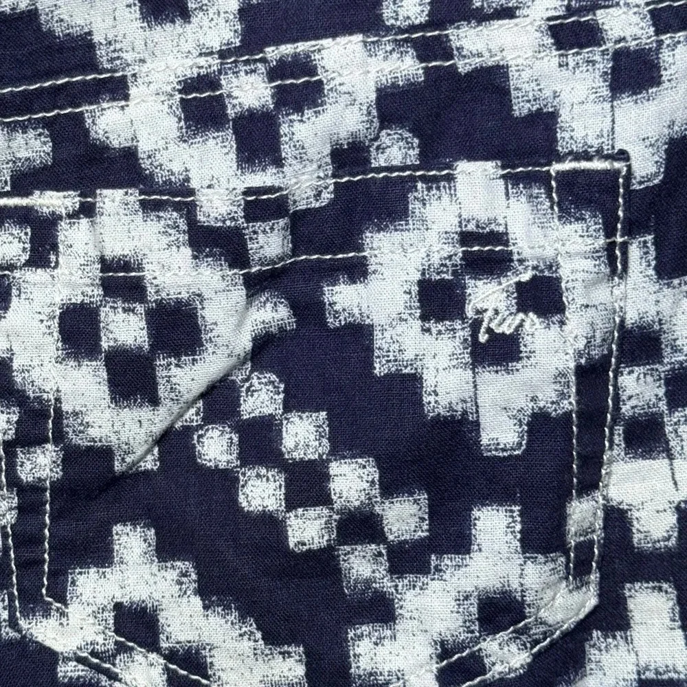 🌻 TWO by VINCE CAMUTO Linen Blend Navy Geometric Print Shorts Women's size 26/2